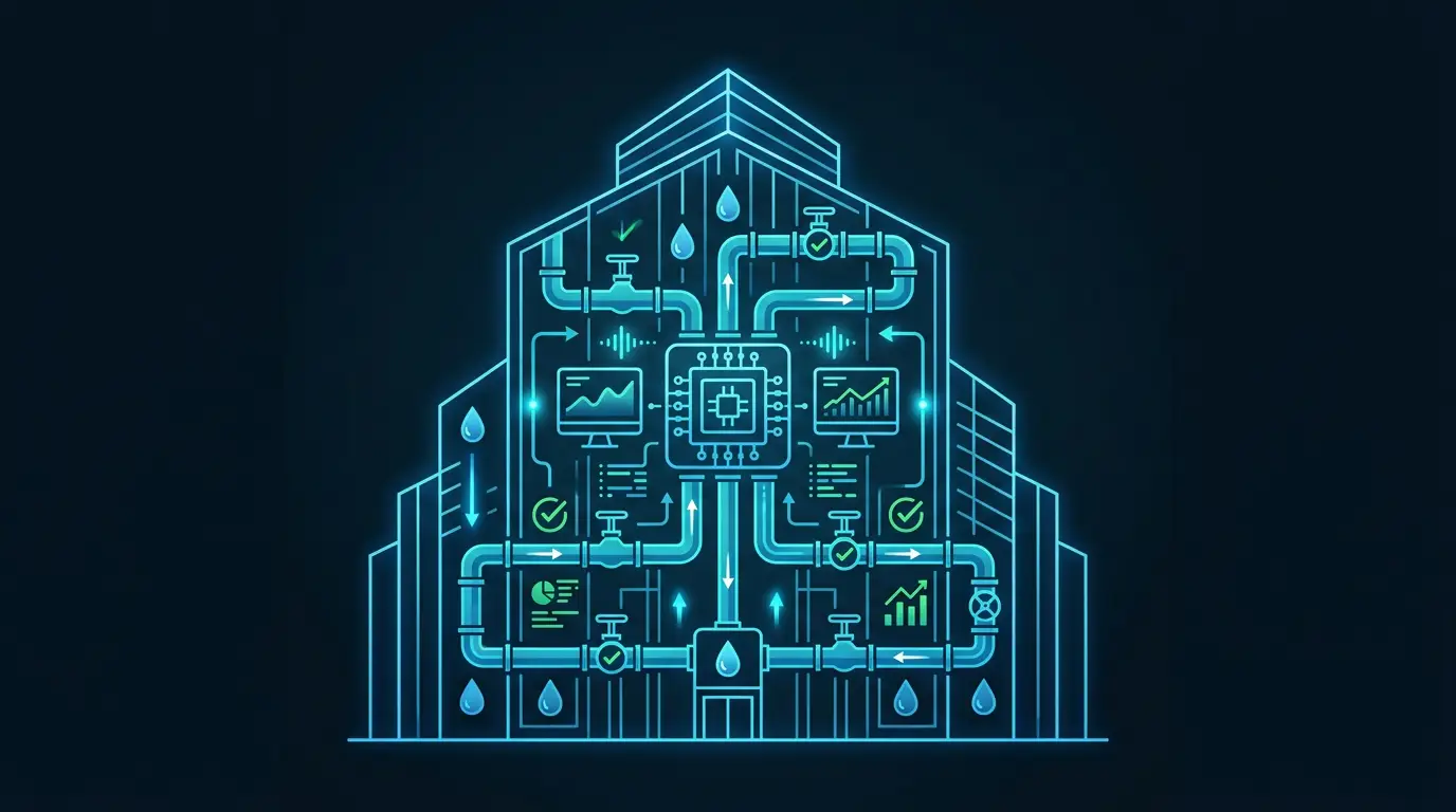 Smart water management systems monitoring water usage, detecting leaks, and improving efficiency in commercial buildings